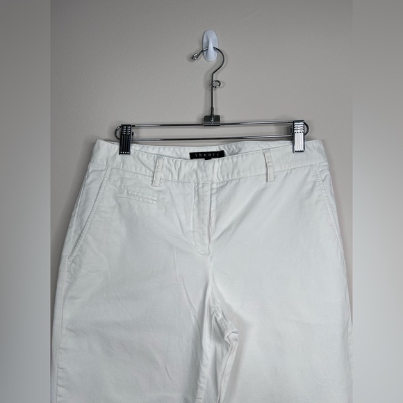 Theory White Cotton Stretch Pants Slim Fit Ankle Length Size 2 - Picture 6 of 9